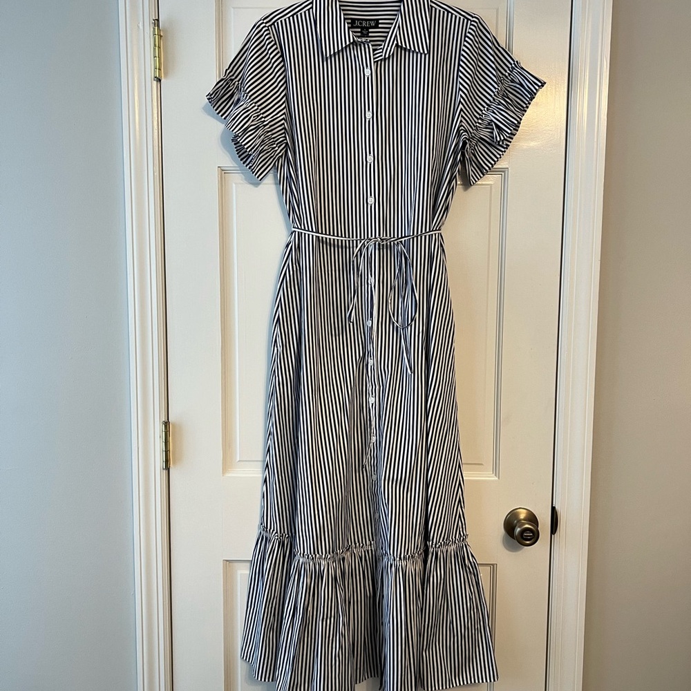 NWT J.Crew Amelia maxi shirtdress in stripe cotton poplin